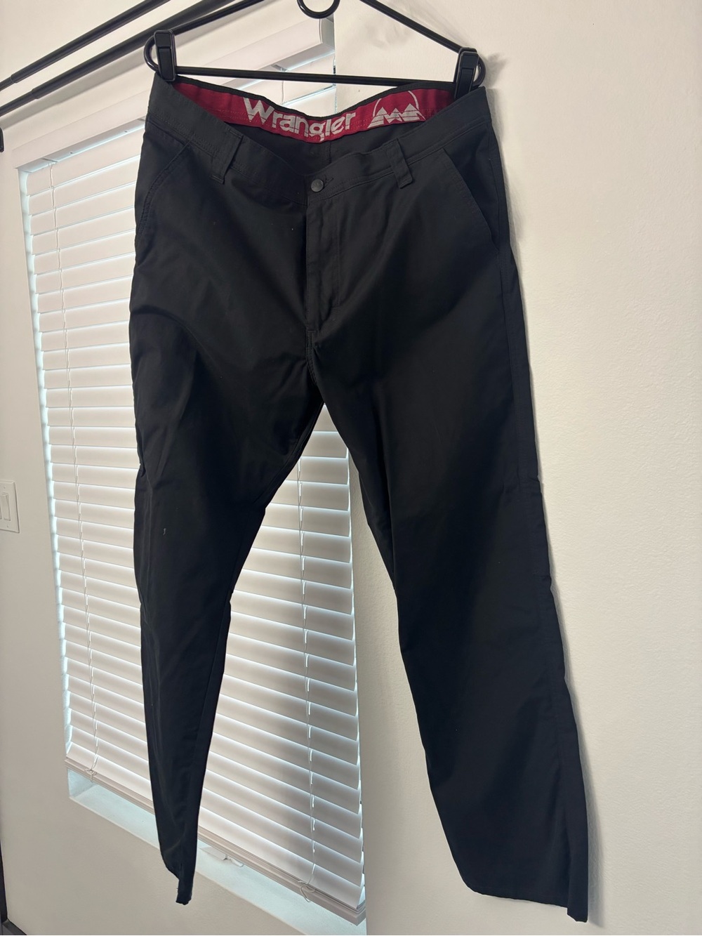 Wrangler Men's Black Chinos with Red Waistband Accent 38x30.